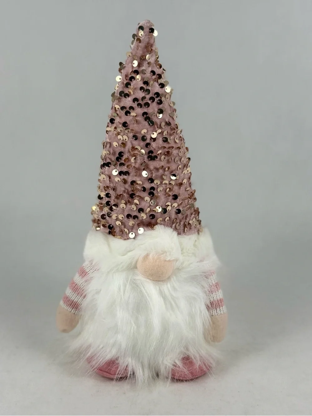 Holiday Sequin-Trim Gnome Decoration - Pink